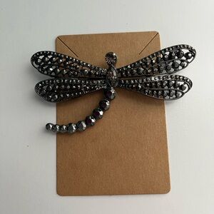 Black Rhinestone Dragonfly Brooch